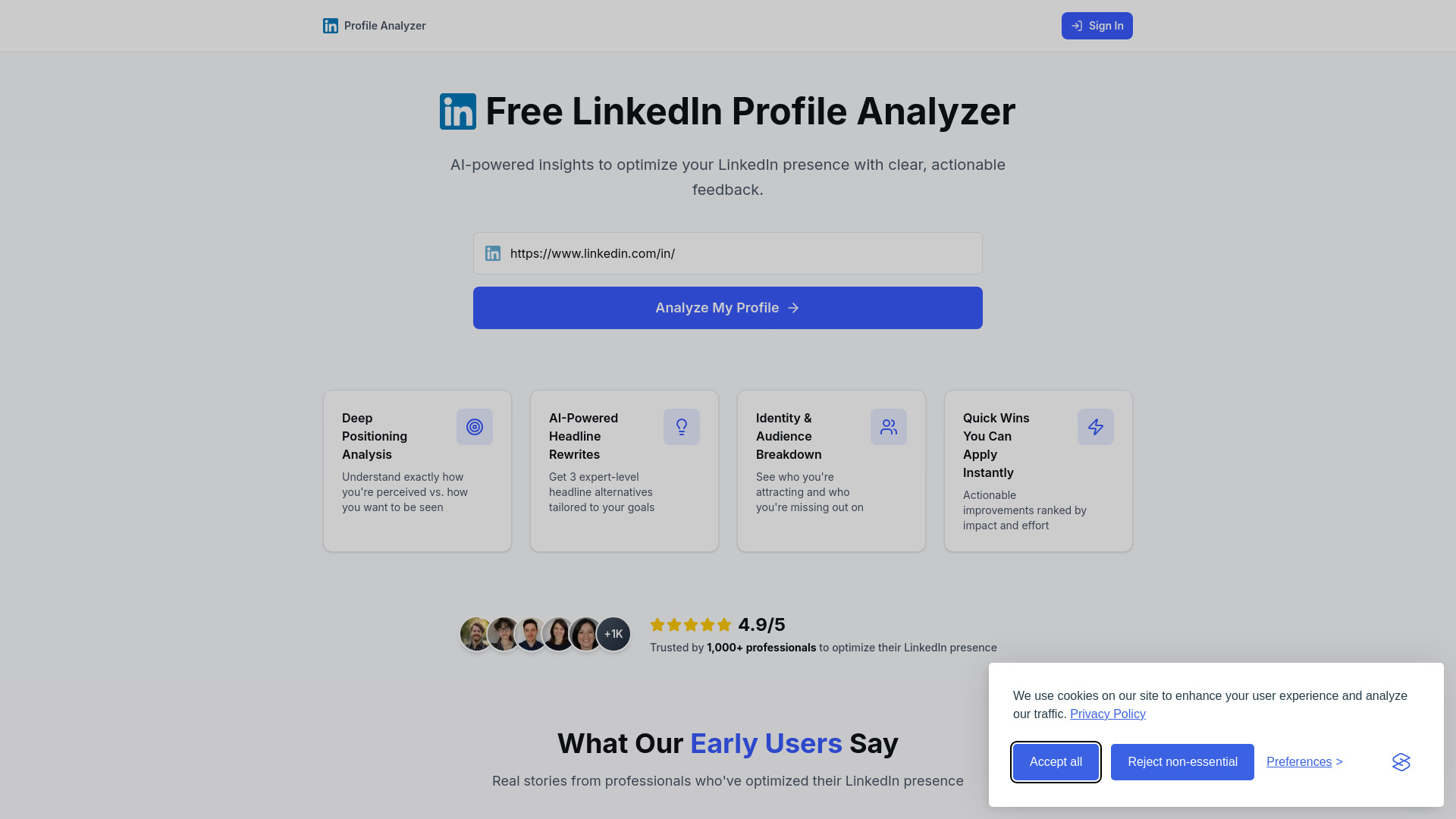 LinkedIn Profile Analyzer screenshot