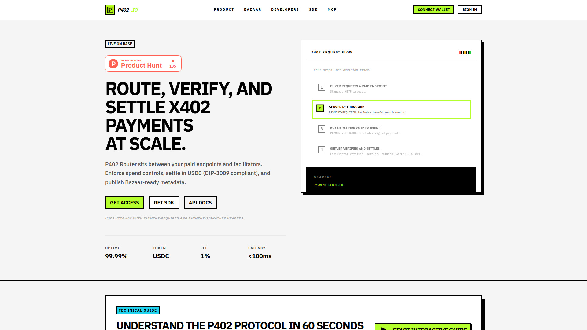 P402 Router | x402 Payment Infrastructure screenshot