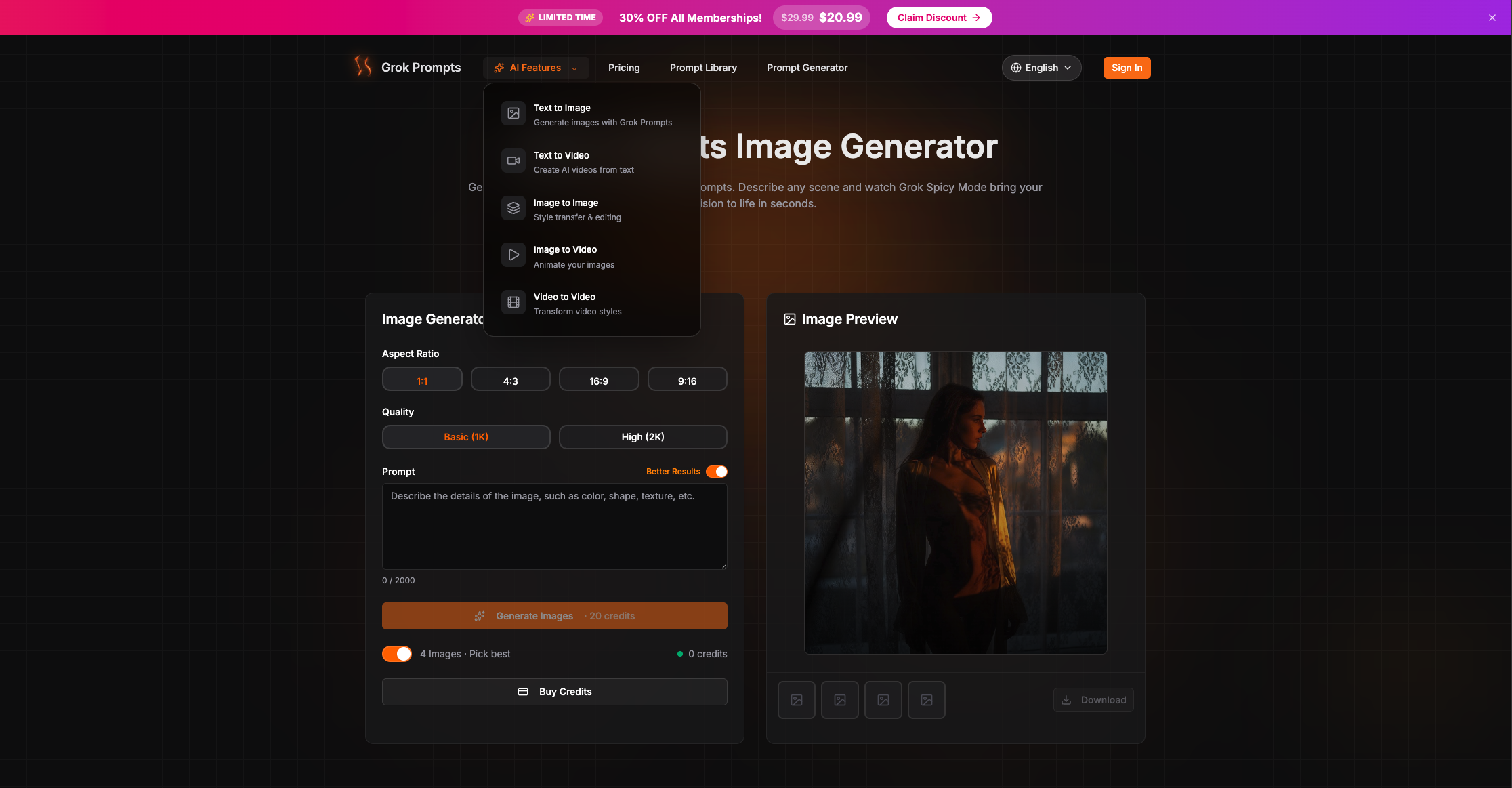 Grok Prompts screenshot