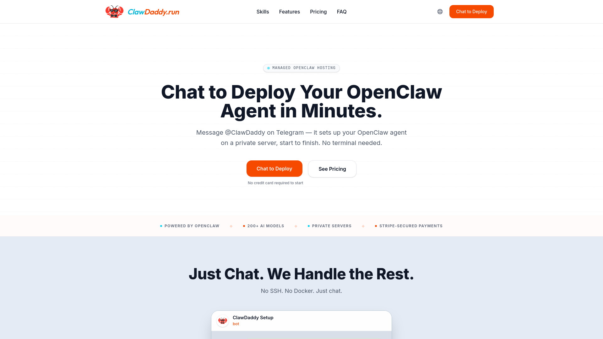 ClawDaddy Managed Hosting for OpenClaw screenshot