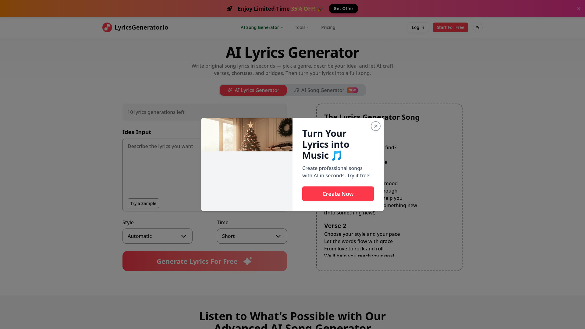 LyricsGenerator.io screenshot