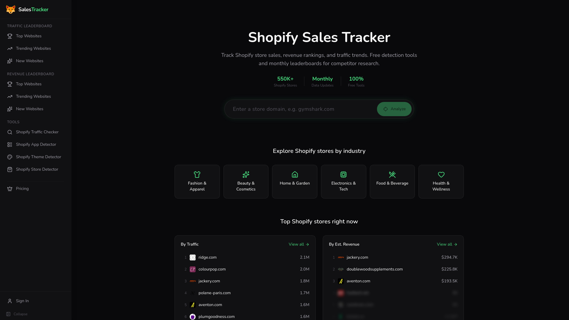 Shopify Sales Tracker screenshot