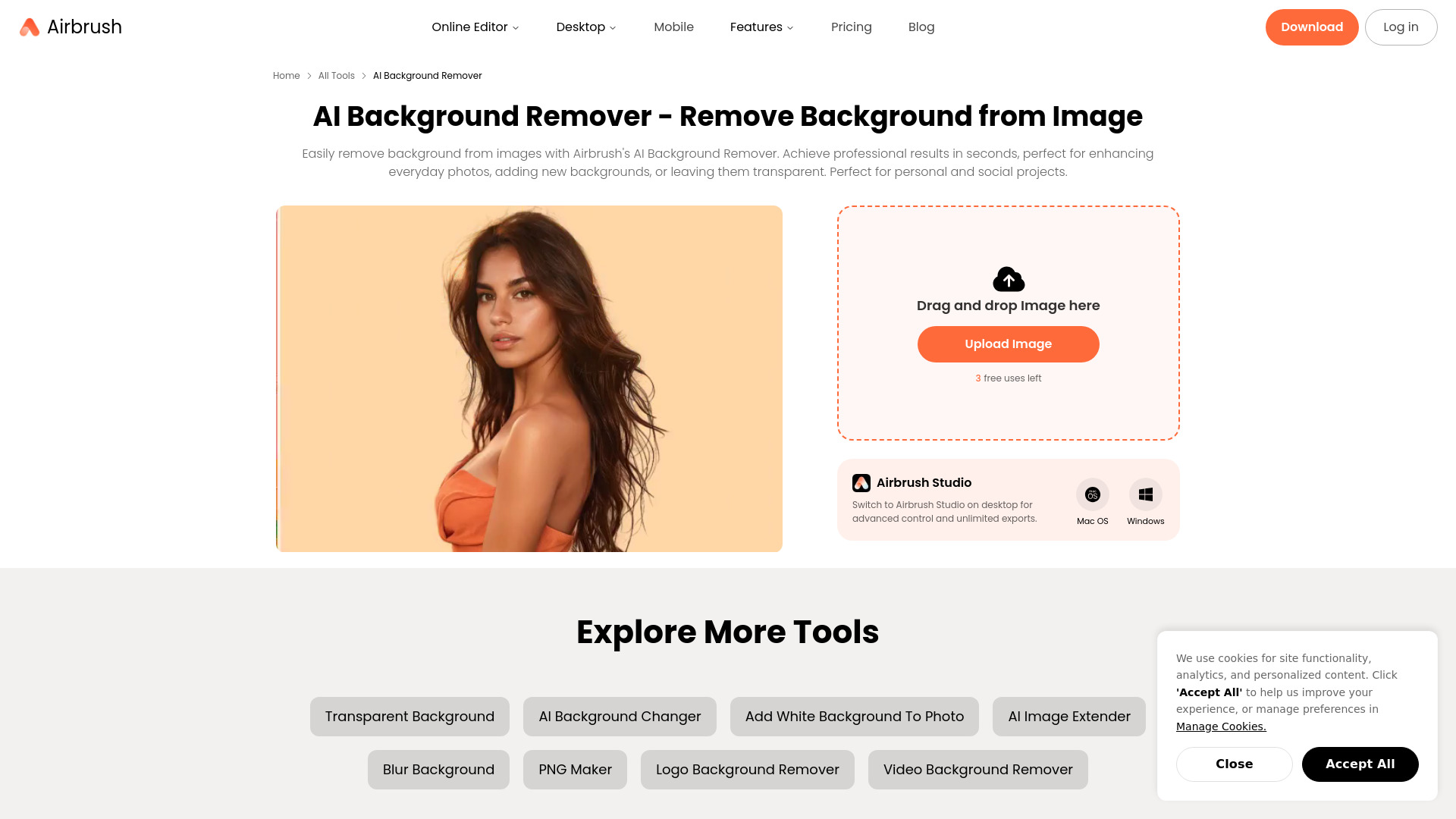 Airbrush Image Background remover screenshot
