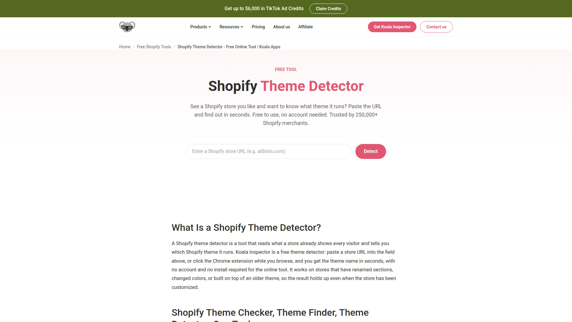 Shopify Theme Detector screenshot
