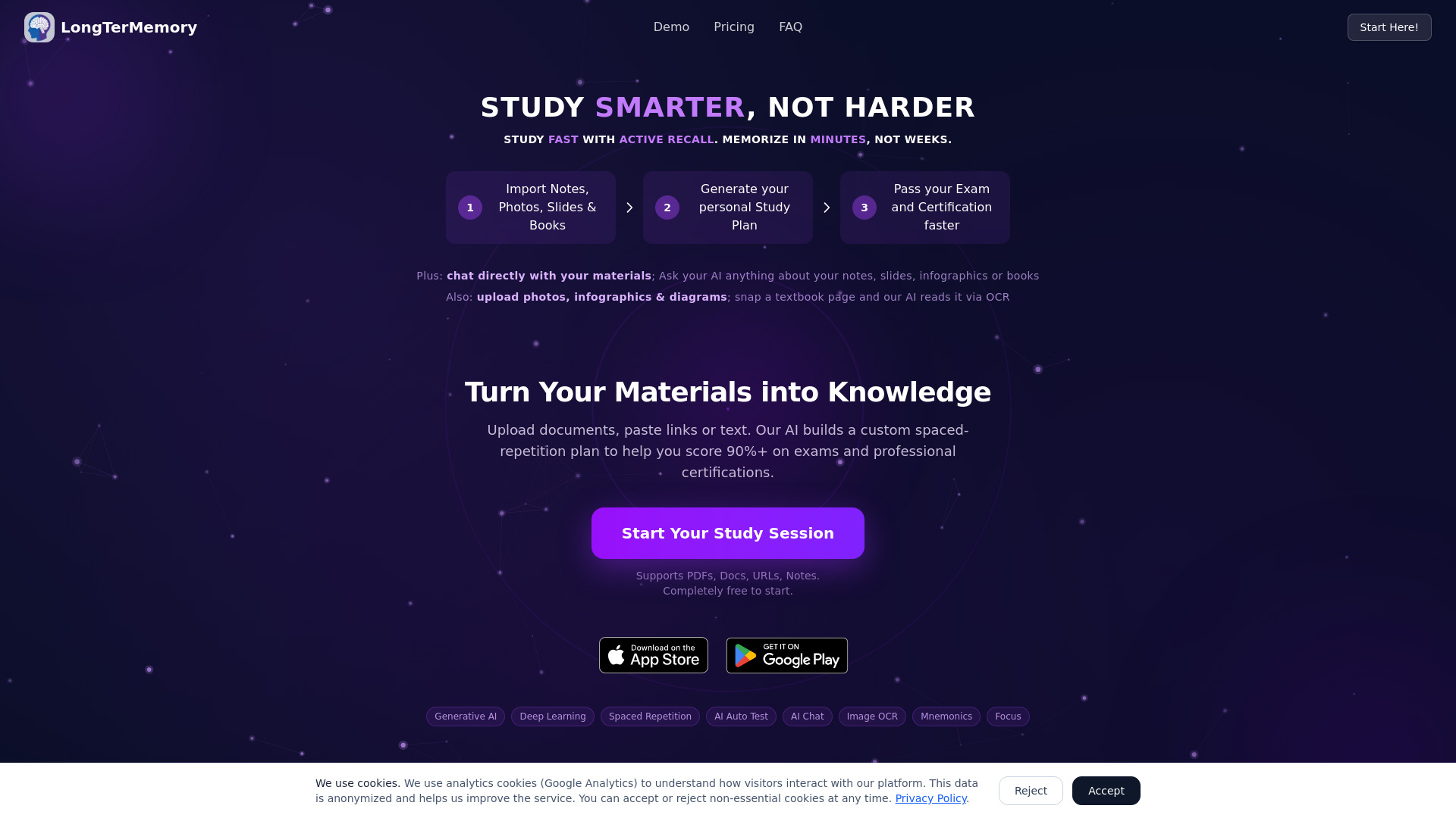 LongTerMemory AI Study tool screenshot