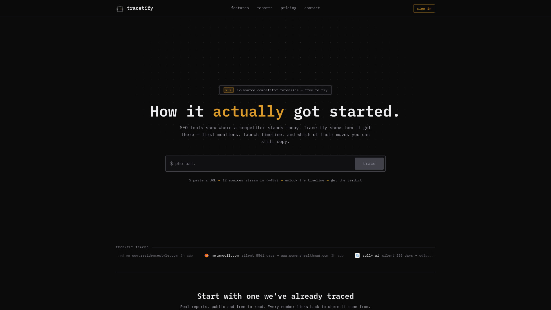 Tracetify screenshot
