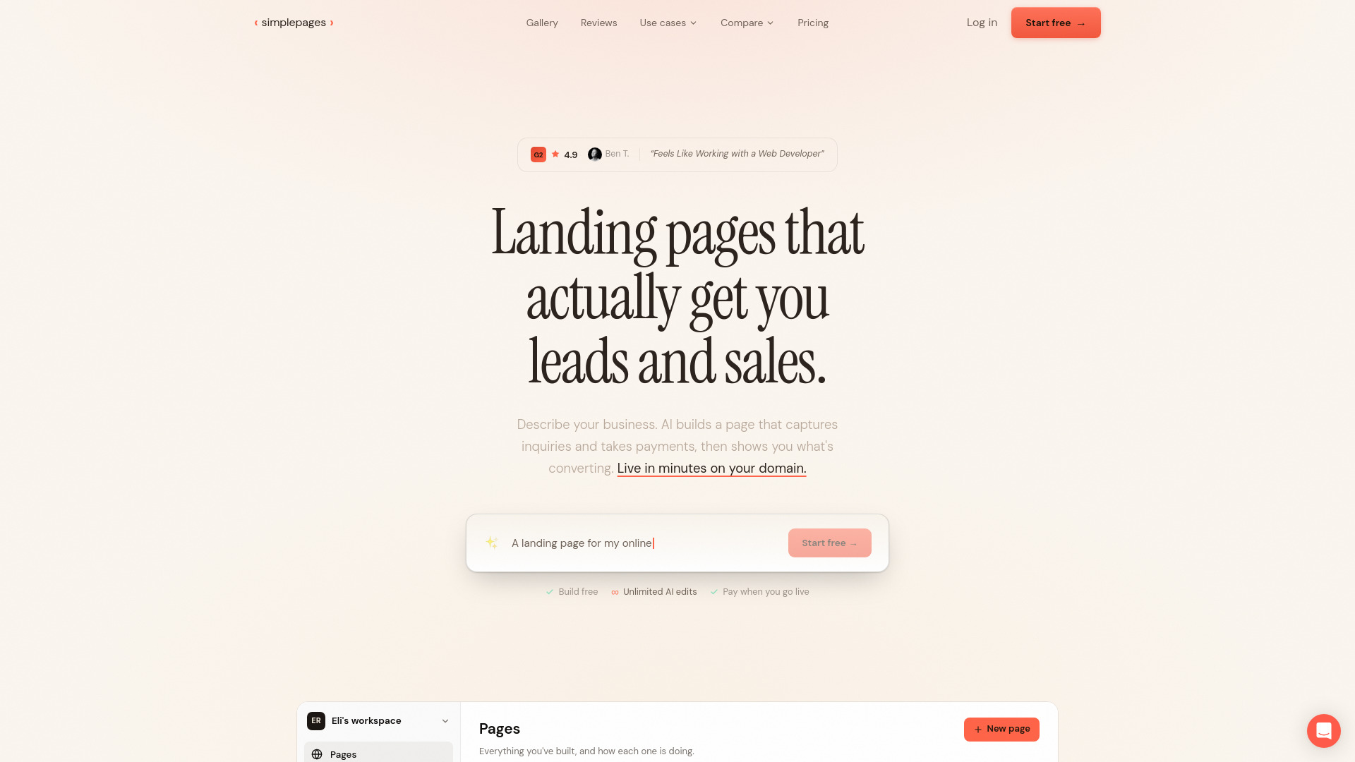 Simplepages.ai screenshot