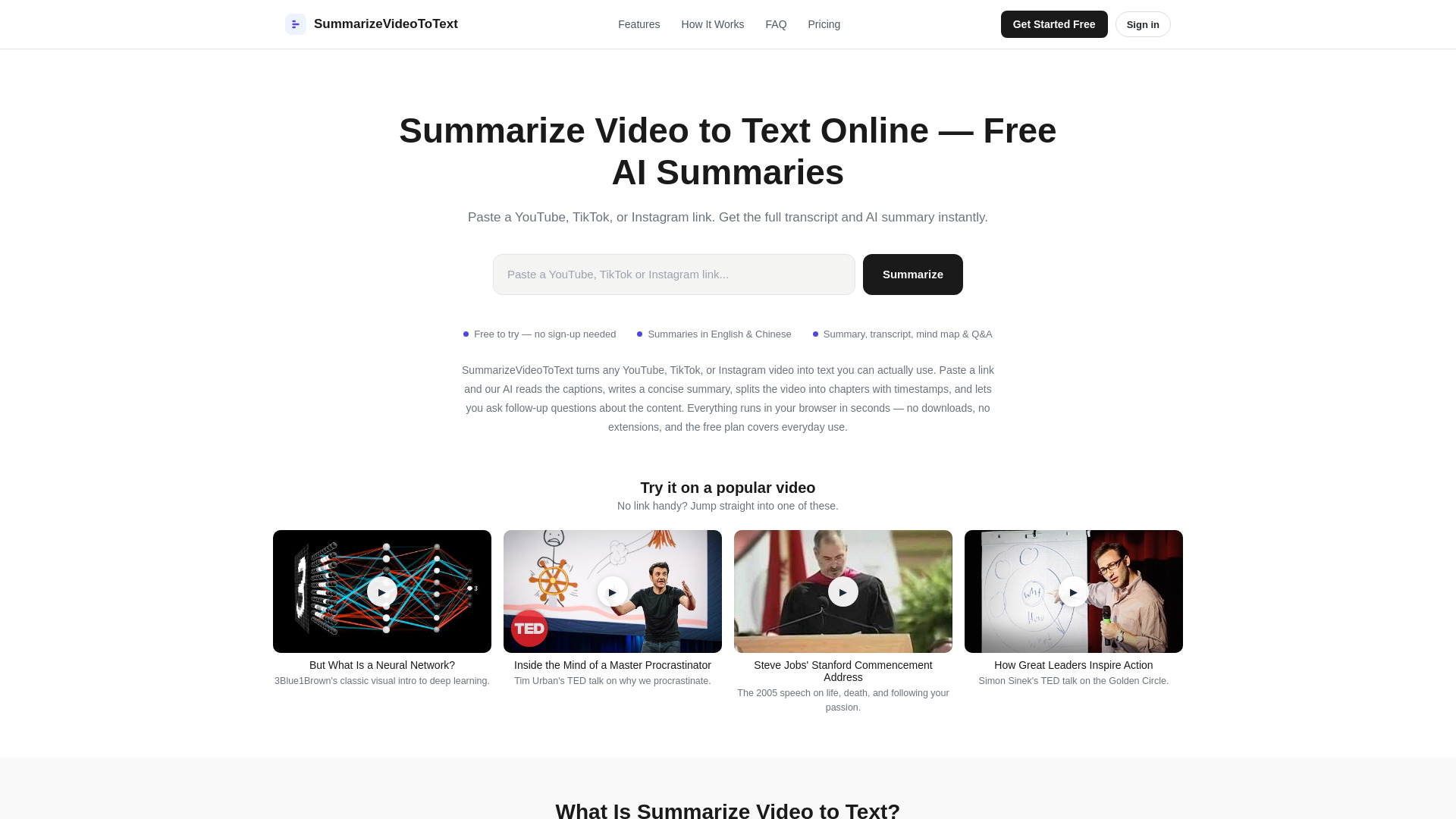 SummarizeVideoToText screenshot