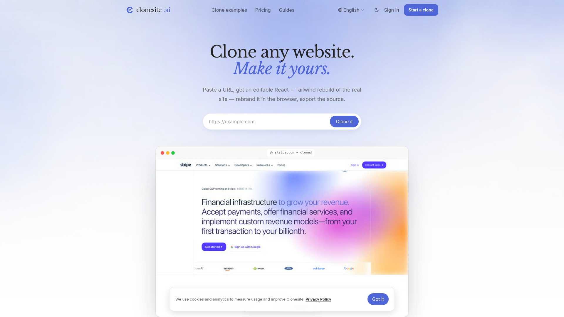 Clonesite screenshot