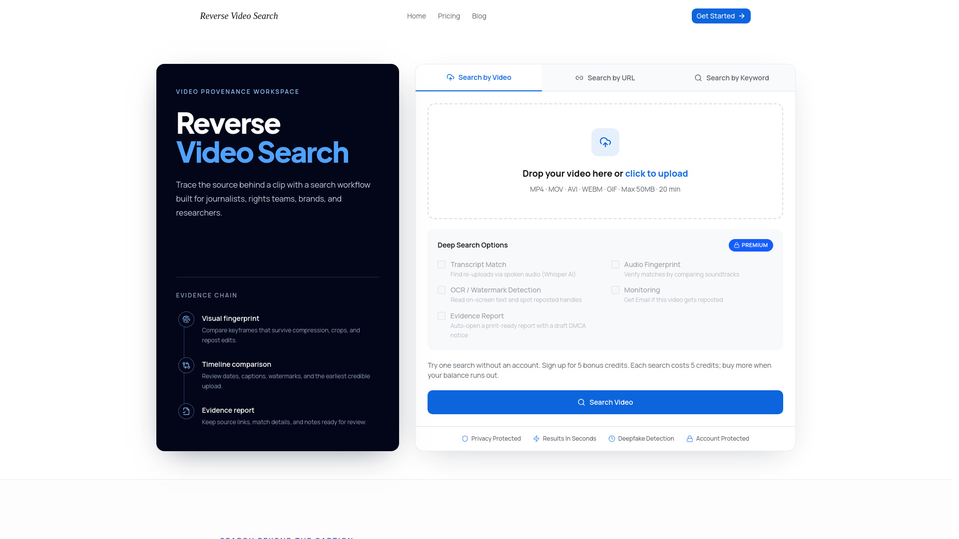Reverse Video Search screenshot