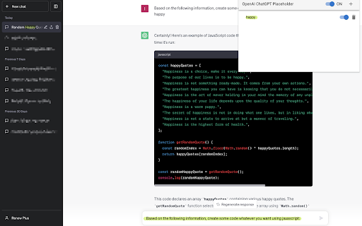 ChatGPT Placeholder Chrome Extension screenshot