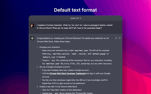 GPT4 Chat Settings screenshot