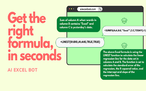 ChatGPT Powered Excel and Google Sheets formula assistant screenshot
