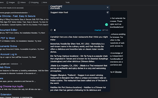 ChatGpt Popup screenshot