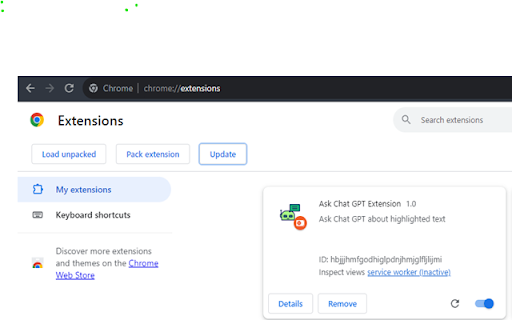 ChatGPT Chrome Extension screenshot