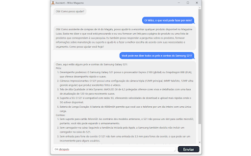 Magazine Luiza's – assistente de IA Wilco screenshot