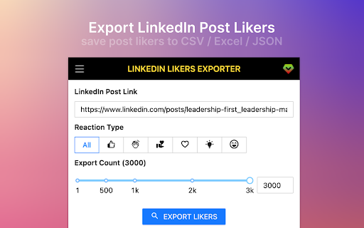 Likers Export screenshot
