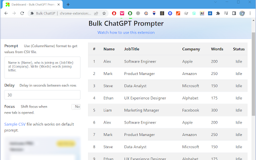 Bulk ChatGPT Prompter screenshot