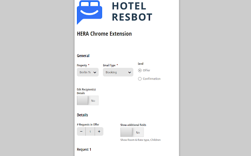 HERA, Your Hotel Email Reservation Assistant screenshot