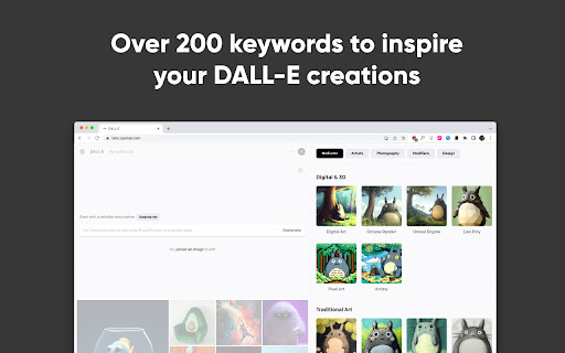 Dall-E 2 Keywords Drawer screenshot