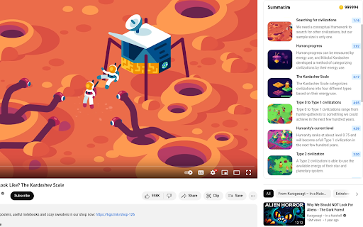 YouTube Video Summarization Extension screenshot