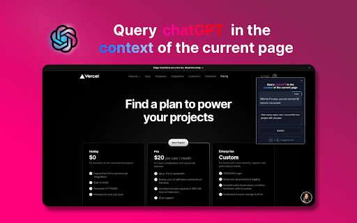 ChatGPT Chrome Extension screenshot