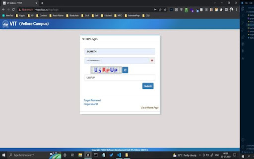 VTOP Captcha Autofill screenshot