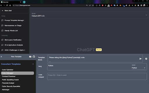Prompt Template Tool screenshot