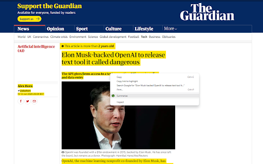 Summarize Chrome Extension screenshot