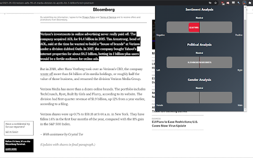 Text Analysis Extension screenshot