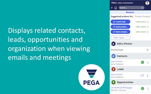 Pega for Gmail Chrome Extension screenshot