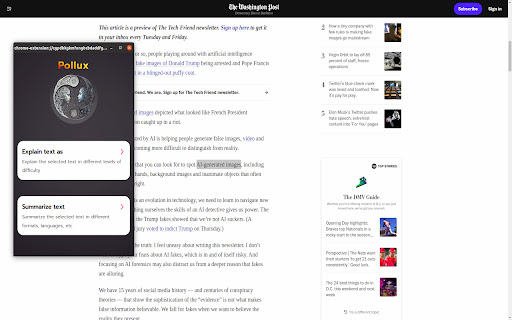 GPT-powered Text Summarization and Explanation Chrome Extension screenshot