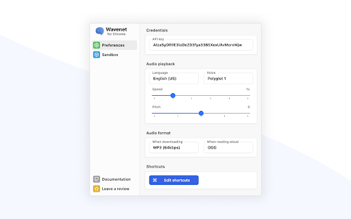 TTS Extension screenshot