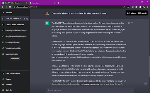 ChatGPT Token Counter screenshot