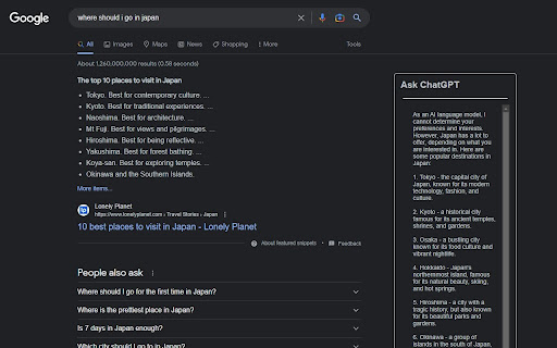 ChatGPT Assistant for Web Search screenshot