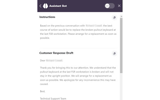 Kayako Agent Assistant Bot screenshot