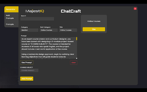 MajestIQ Master Prompts screenshot