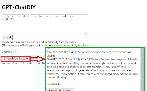 ChatGPT API Key Extension screenshot