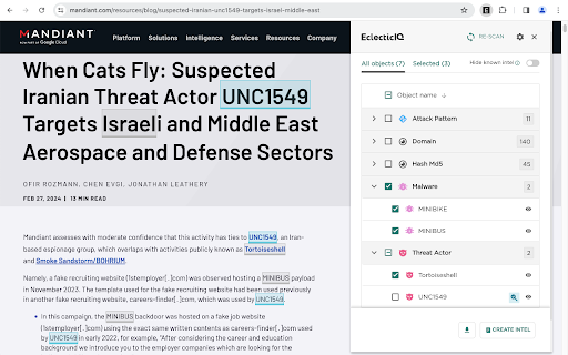 EclecticIQ Threat Scout screenshot