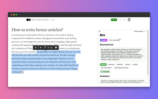 MIA: AI-Powered Writing Assistant screenshot