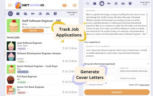 Networkio Job Tracker screenshot