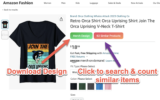 Amazon Merch Chrome Extension screenshot