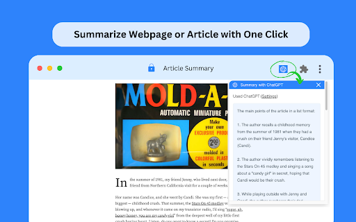 ChatGPT with Article Summary Generator screenshot