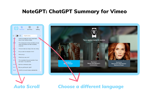 Vimeo Summary Generator Chrome Extension screenshot