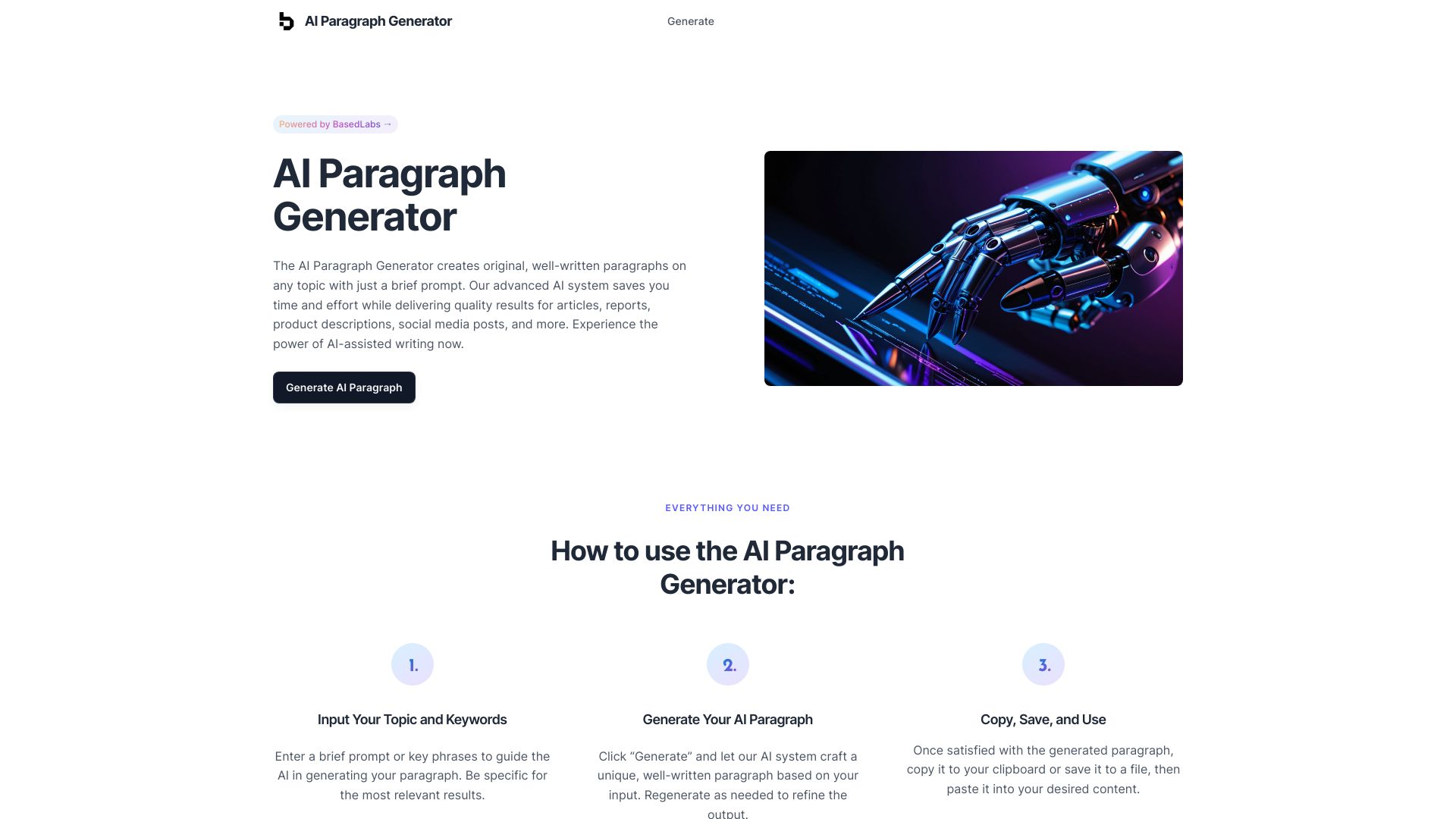 AI Paragraph Generator screenshot