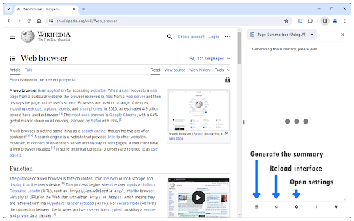 Page Summarizer using AI screenshot