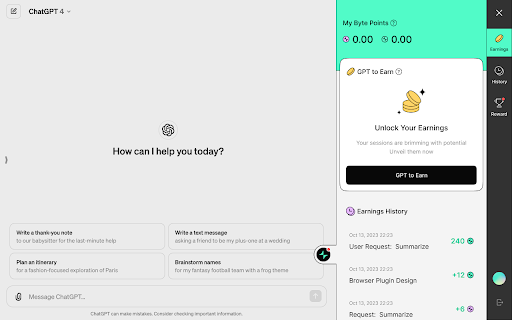 MetaMask + Chat-GPT Dataset Reward System screenshot