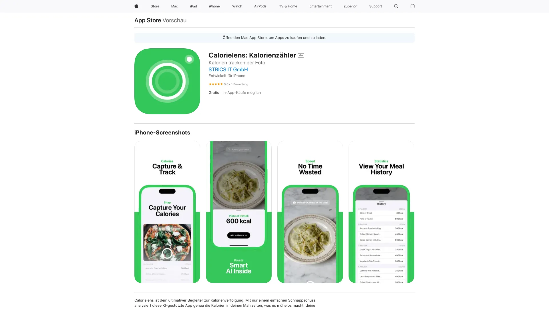 Calorielens screenshot