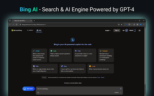 Bing AI Chrome Extension screenshot