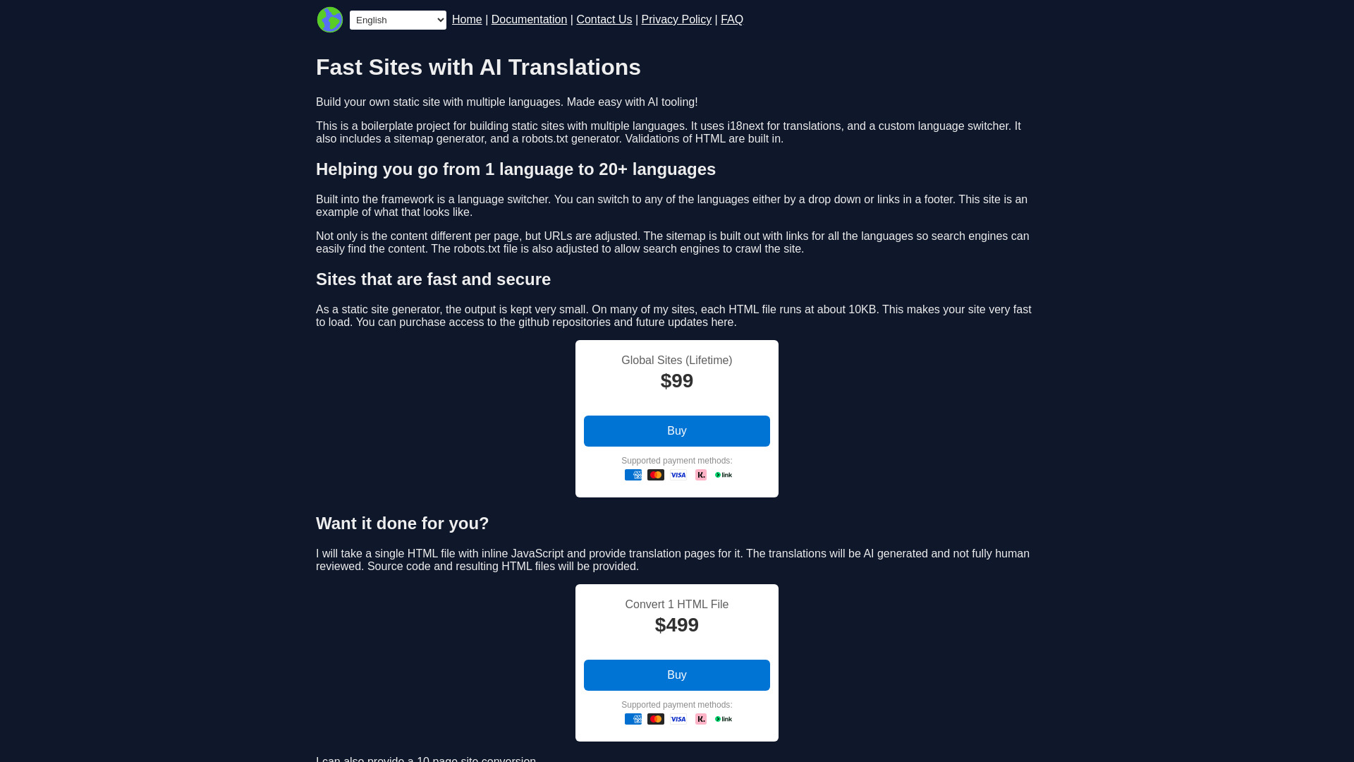 Global Sites screenshot